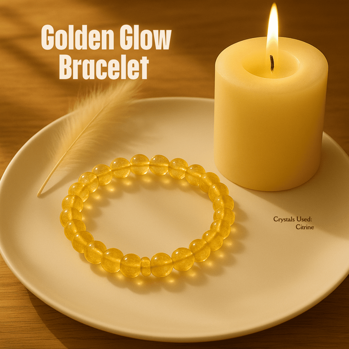 Golden Glow Bracelet (8mm) spiritual healing bracelet tarot numerology soulmate guidance - Soulmate Tarot