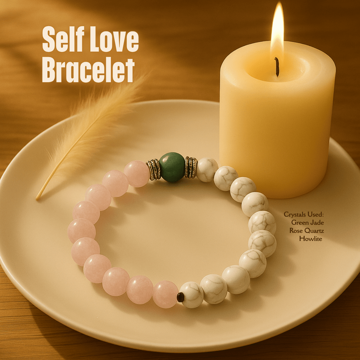 Self - Love Bracelet (8mm) spiritual healing bracelet tarot numerology soulmate guidance - Soulmate Tarot