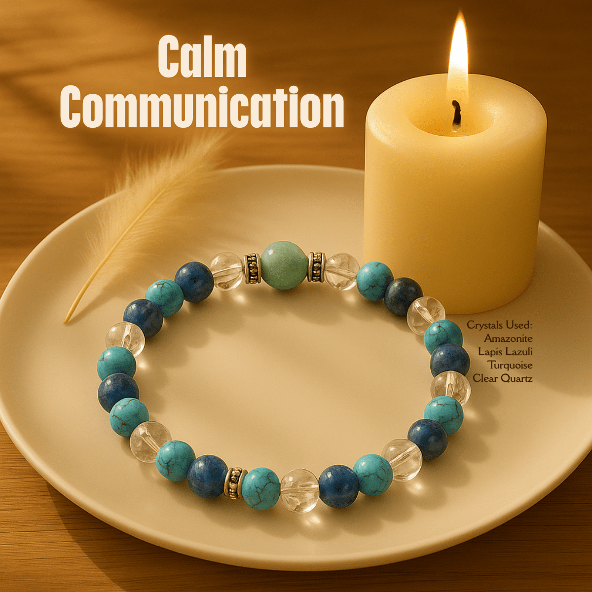 Calm Communication Bracelet (8mm) spiritual healing bracelet tarot numerology soulmate guidance - Soulmate Tarot